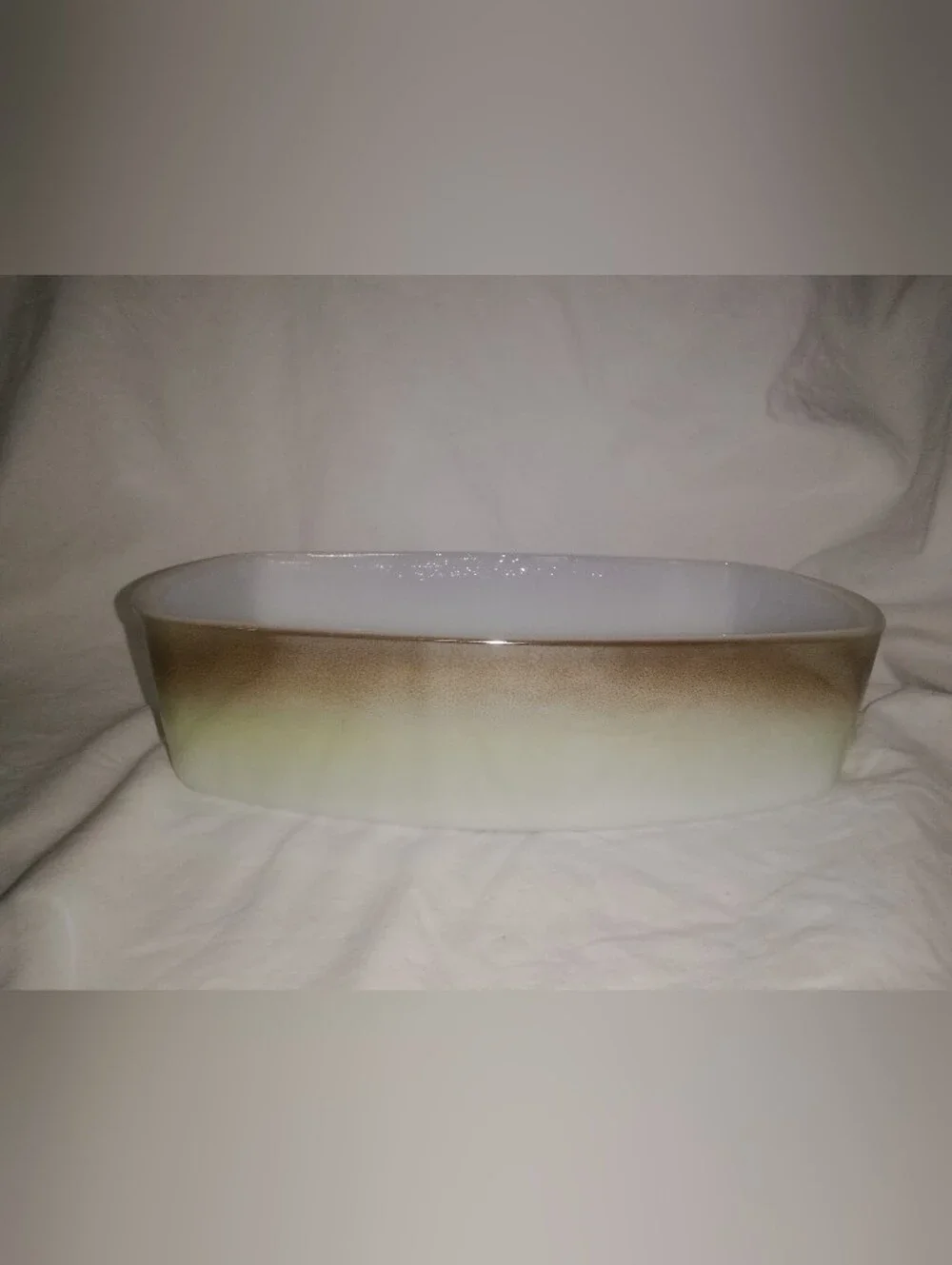 Vintage Federal Glass Mesa Moss Bread Loaf Pan 9 3/4